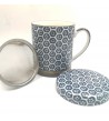 Mug + filtre + couvercle céramique du Japon losanges