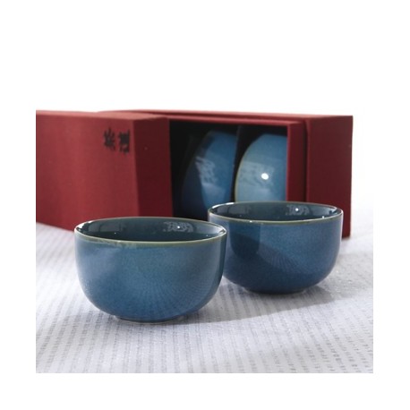 Coffret taffetas soie 4 tasses Iroyo Vert-Bleu