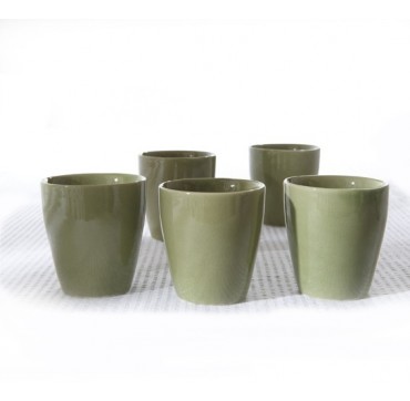 Coffret bois 5 tasses Kyoto verte