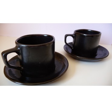 Le duo tasses noires bordure bleue