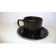 Le duo tasse + sous-tasse noire bordure bleue