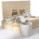 Coffret bois 5 tasses Kyoto blanc