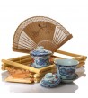 Plateau Coffret 2 Zhongs porcelaine - éventail