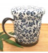 Mug+ filtre + couvercle céramique japonaise feuilles